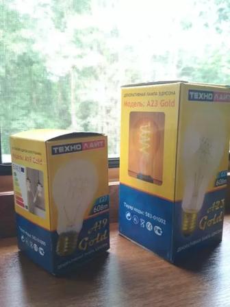 Продаются декоративные лампочки Эдисона teksan a23 gold и a19 gold на 60вт