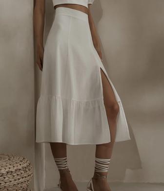 Белая юбка размер макси с вырезом