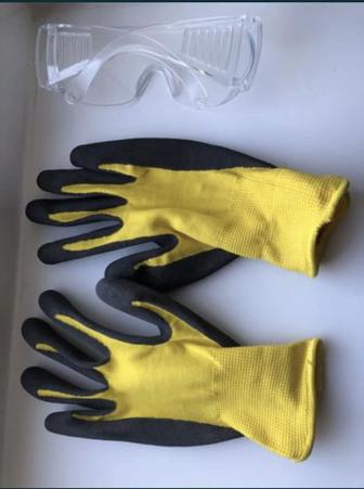 Продам перчатки для работы с деревом, краской, побелкой… и очки для защиты