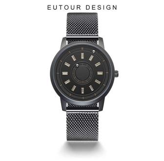 Часы EUTOUR мужские наручные магнитные с черным стальным браслетом