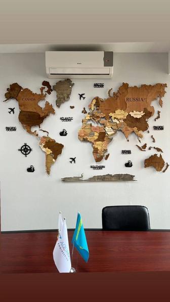 Карта мира деревянная Панно