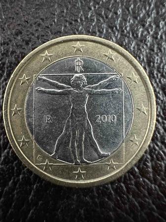 Монета-коллекционная итальянская с изображением витрувианского человека