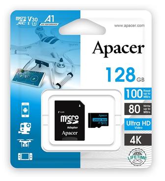 Оригинальные карты памяти MicroSD Apacer 32Gb, 64Gb, 128Gb 10 Class