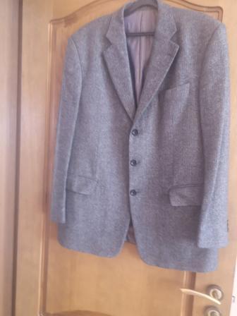 Пиджак мужской серый, ткань в елочку