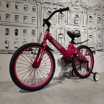 Розовый Детский велосипед Prego. 20 колеса. С боковыми колесами.
