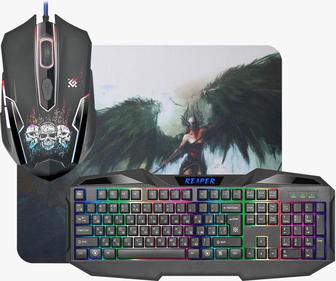 Клавиатура+мышь+коврик для мыши, Defender Reaper MKP-018