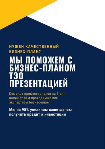 Бизнес-план | презентация | ТЭО | грант | Даму | Astana Hub | 400мрп 5млн