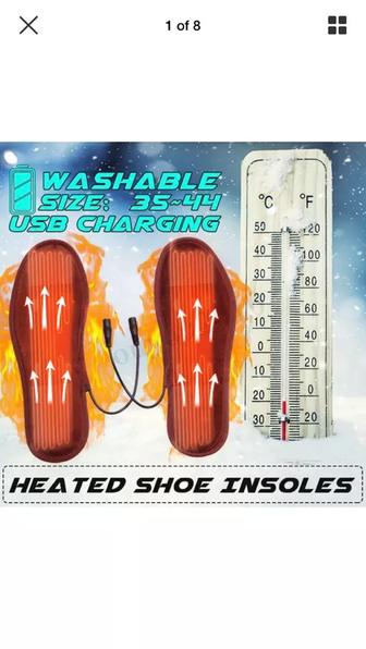 Электрические стельки с подогревом вставки носок утеплитель обуви —