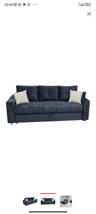 Уют Мебель диван прямой Мадрид, обивка рогожка, 80х230х160 см, темно-синий