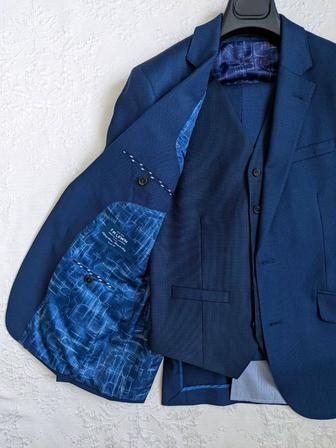 T.M Lewin St. London Three-piece slim fit blue suit костюм тройка