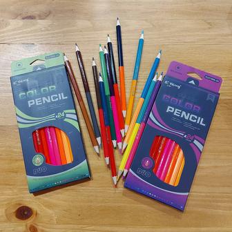 Двухсторонние цветные карандаши. Набор цветных карандашей. Двухцветные