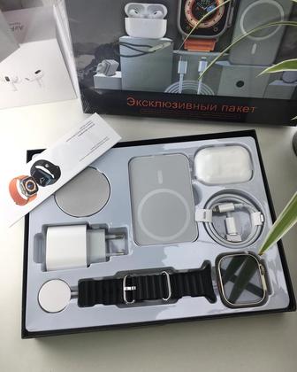 Набор Apple 6в1, Смарт-часы, Наушники Копия , Magsafe, Type-C Lightning