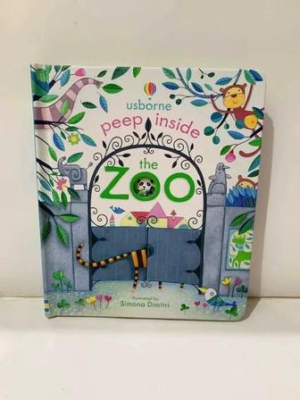 Книга на английском Usborne Peep Inside The Zoo (с окошками) Новая!