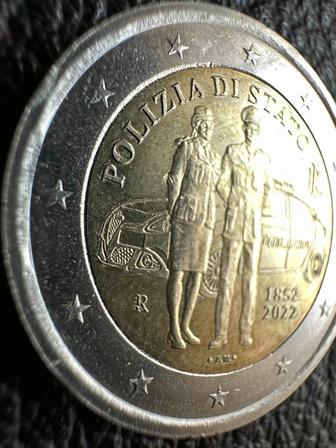 Редкая итальянская коллекционная монета 2022 года -Polizia Di Stato