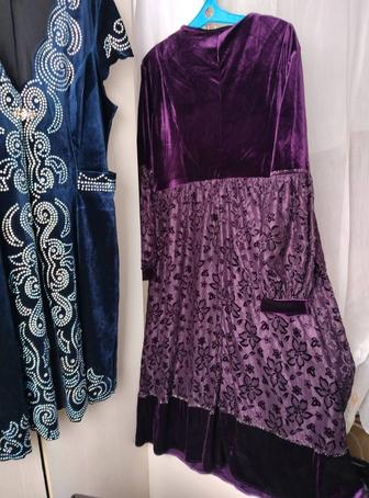 Фиолетовое платье велюр 54