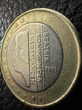 Коллекционная нидерландская монета 2001 года - 1 евро