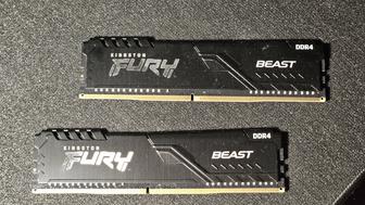 DDR-4 DIMM 16Gb/3200MHz PC25600 Kingston Fury Beast, 2x8Gb Kit, Black