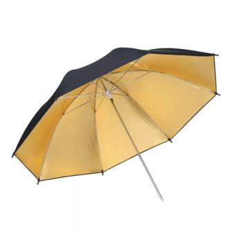 Фотозонт - зонт студийный золото-черный на отражение 83см