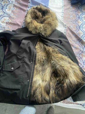 Мужская зимняя куртка на волчьем меху,48-50 размер