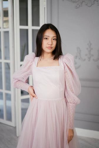 Прокат светло-розовое вечернее платье в Алматы