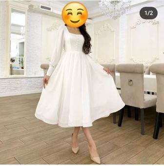 Продам белое платье французской длины