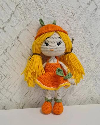 Игрушка ручной работы - кукла Апельсинка