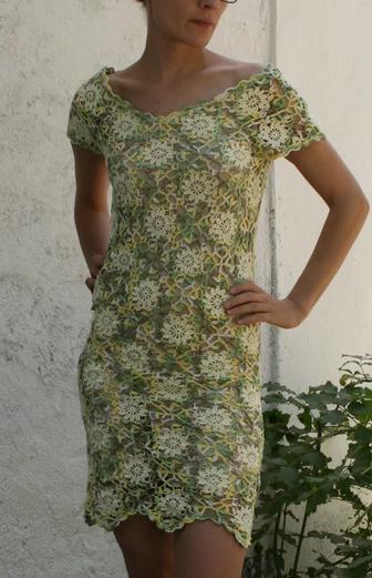 Ажурное вязаное платье Flora 100% хлопок - 44 размер