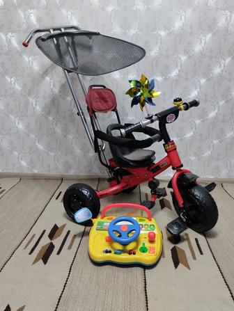 Детский трех-колесный велосипед с родительской ручкой