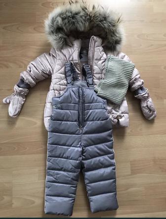 Зимний комплект на девочку (куртка и полукомбинезон) размер 86. Фирма GNK.