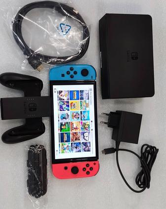 Nintendo Switch OLED, прошитый, 256Gb SD, 40 игр, чехол, стекло.