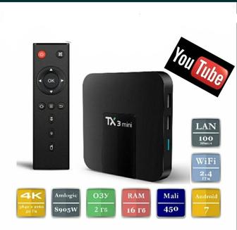 ANDROID TV BOX TX3 mini, Поддерживает YouTube Google Play