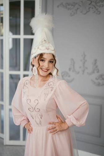 Розовое платье на сырга салу и кыз узату напрокат в Алматы