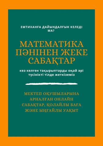 Математика пәнінен жеке сабақтар