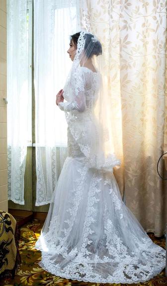 Свадебное платье кружево айвори