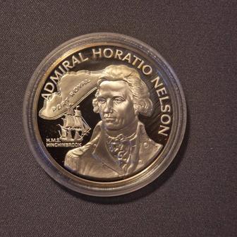 Серебряная монета адмирал Горацио Нельсон. Ямайка, 10 долларов