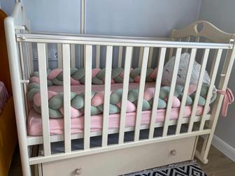 Детская кровать Антел Karolina 4 с матрасом, молочный (состояние отличное)