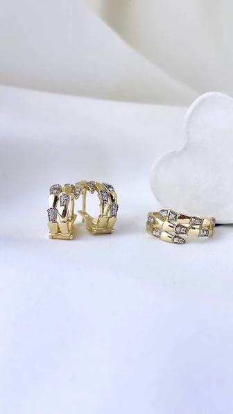 Комплекты золотые серьги и кольца с доставкой по Казахстану