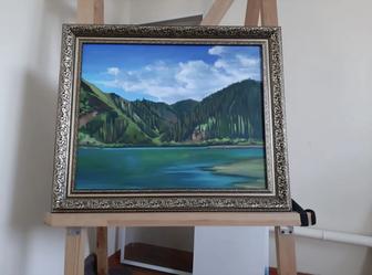 Картина маслом на холсте озеро Иссык