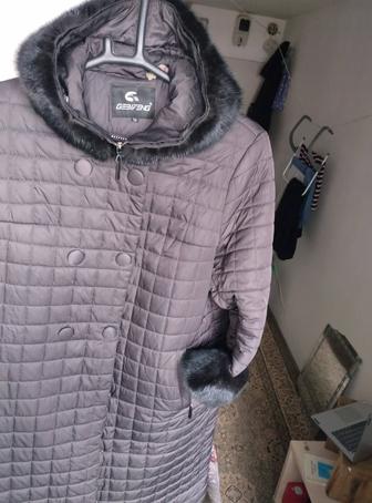 Норковой отделкой Пальто стеганное 56 размер