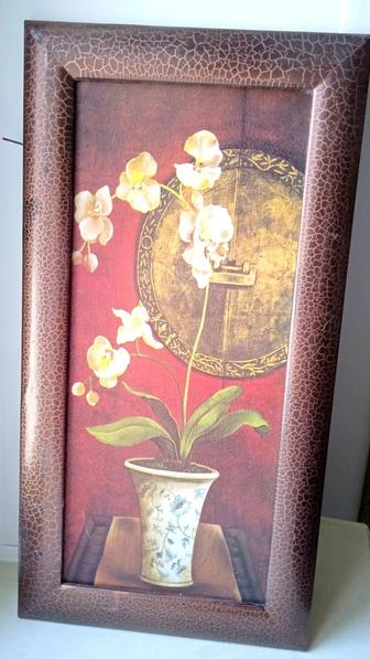 Картина цветы орхидея в рамке принт 26х50см