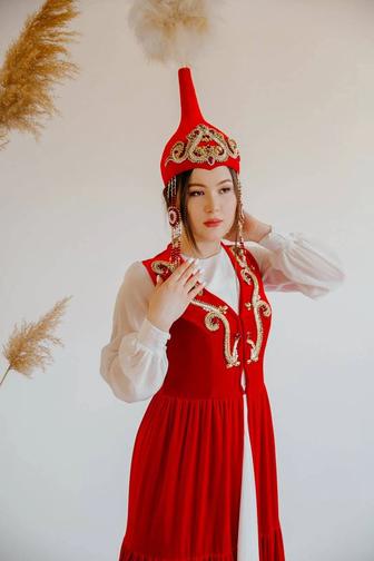 Прокат узату красное платье (комплект) в Алматы