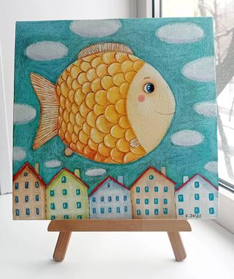 Картина акрилом «Солнечная рыба»