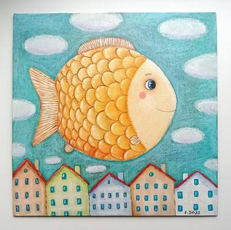 Картина акрилом «Солнечная рыба»