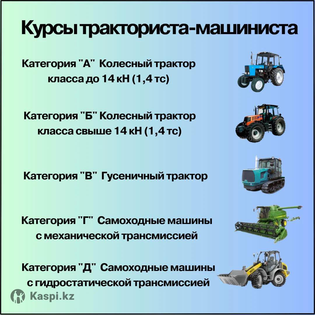 Обучение на тракториста машиниста АБВГД: №113974432 — вождение в Павлодаре  — Kaspi Объявления