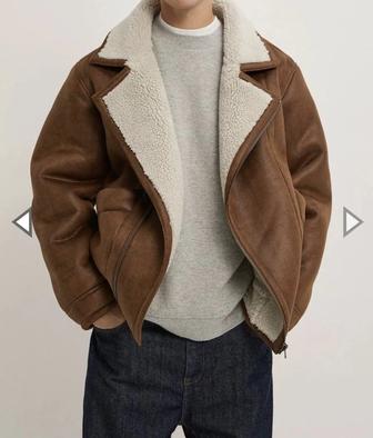 Мужская дубленка/куртка косуха с мехом из овчины Zara/ р-р S