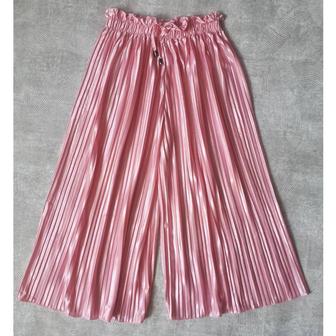 Юбка-брюки 128 девочке плиссированные розовые праздник новогодний костюм
