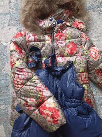Детская зимняя куртка, комбинезон на девочку
