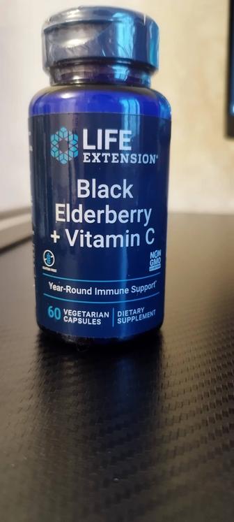 Life Extension, черная бузина с витамином C, 60 вегетарианских капсул