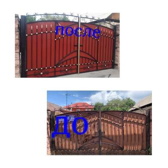 Покраска ворот (реставрация)перил, навес, заборы, фасад любой сложности