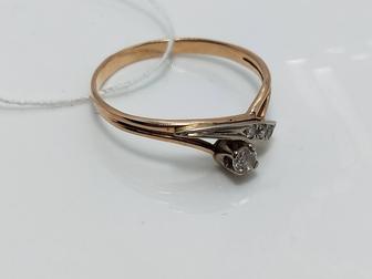 Золотое кольцо, проба 585RUS, размер 19